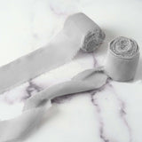 6yd Silver Silk-Like Chiffon Linen Ribbon Roll For Bouquets, Wedding Invitations Gift Wrapping