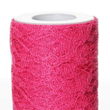 6"X10 Yards Fuchsia Floral Lace Shimmer Glitter Tulle Fabric Bolts - Clearance SALE