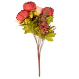 2 Pack | 19inch Burgundy / Dusty Rose Artificial Peony Flower Wedding Bouquets, Flower Arrangements
