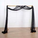 18ft | Black Wedding Arch Drapery Fabric Window Scarf Valance, Sheer Organza Linen