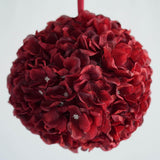 4 Pack | 7inch Burgundy Artificial Silk Hydrangea Kissing Flower Balls