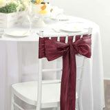 Pack of 5 | Accordion Crinkle Taffeta Chair Sashes - Burgundy