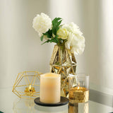 Set of 2 | Gold Metal Hexagon Candle Holder Set, Geometric Table Centerpiece