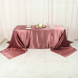 90x156inch Cinnamon Rose Satin Rectangular Tablecloth