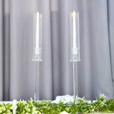 2 Pack | 26inch Tall Clear Crystal Glass Hurricane Taper Candle Holders