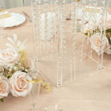 24inch Heavy Duty Acrylic Flower Pedestal Stand with Hanging Crystal Beads