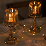 2-Pack 11" Crystal Pendant Candle Holders Lamp Shade Style in Gold, Votive Candle Stand