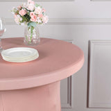 Dusty Rose Round Heavy Duty Spandex Cocktail Table Cover With Natural Wavy Drapes