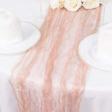 9ft Dusty Rose Sheer Crinkled Organza Table Runner, Premium Shimmer Chiffon Layered Table Runner