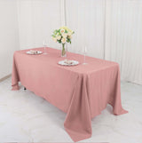 72"x120" Dusty Rose Polyester Rectangle Tablecloth, Reusable Linen Tablecloth