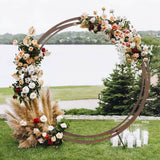 8ft Neutral Brown Wood DIY Round Wedding Arch Backdrop Stand, Rustic Photo Backdrop Stand