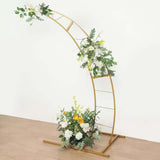 6.5ft Gold Metal Half Crescent Moon Wedding Arbor Frame, Curved Design Arch Flower Balloon Stand