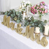 Gold Glittered Wooden Mr & Mrs Wedding Table Display Signs