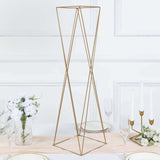 2 Pack | 32inch Gold Geometric Crisscross Metal Frame Flower Stands