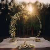 7.5ft Heavy Duty Gold Metal Round Wedding Arbor Floral Balloon Frame, Double Hoop Wedding Arch Photo