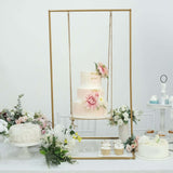 3ft Tall Gold Metal Hanging Cake Stand Swing with Jute Rope, Dessert Display Centerpiece