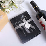 Silver Metal Heart Wine Bottle Opener / Cork Stopper Party Favors Set, Wedding Favor in Velvet Box