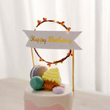 LED Light Up Wreath Happy Birthday Banner Cake Topper, Blinking Cake Decoration