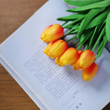 10 Stems | 13inch Orange Real Touch Artificial Foam Tulip Flower Bouquets