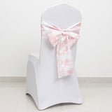 6x108inch White Pink French Toile Polyester Chair Sashes, Elegant Chair Ties for Weddings, Parties