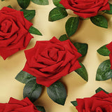 24 Roses | 5inch Red Artificial Foam Flowers With Stem Wire and Leaves