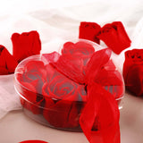 4 Pack | 24 Pcs Red Scented Rose Soap Heart Shaped Party Favors With Gift Boxes And Ribbon