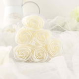 4 Pack | 24 Pcs White Scented Rose Soap Heart Shaped Party Favors With Gift Boxes And Ribbon