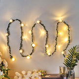 9ft Warm White 20 LED Artificial Rose Lace Flower Garland Vine Lights, Battery Operated