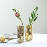 2 Pack | 8 inch Gold Mercury Glass Vases | Geometric Vases Flower Centerpieces