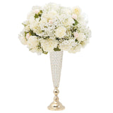 2 Pack | Gold 32Inch Tall Crystal Beaded Trumpet Vase Set, Table Centerpiece