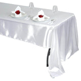 60"x126" White Satin Rectangular Tablecloth