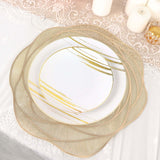 6 Pack Metallic Gold Round Vinyl Placemats, Washable Rose Flower Non Slip Dining Table Mats 15"