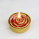 2 Pack | Red/Gold Glitter Rose Tealight Candles Unscented Dripless Wax