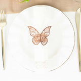 12 Pack | Metallic Rose Gold Laser Cut Butterfly Paper Napkin Rings, Chair Sash Bows