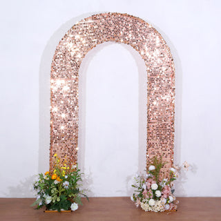 Captivating Rose Gold Sequin Wedding Arch Cover