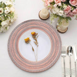 6 Pack | 13inch Blush Rose Gold Boho Lace Embossed Acrylic Plastic Charger Plates