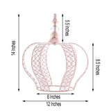 14inch Metallic Blush/Rose Gold Crystal-Bead Royal Crown Cake Topper