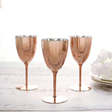 6 Pack | Blush/Rose Gold 8oz Plastic Wine Glasses, Disposable Goblets