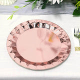 9inch Geometric Metallic Rose Gold Foil Dinner Paper Plates, Disposable Party Plates - 400 GSM