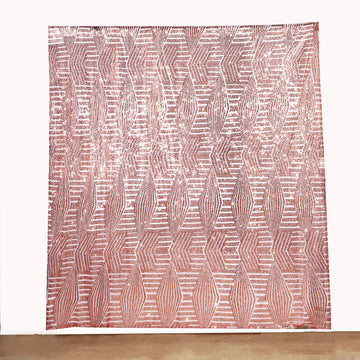 8ftx8ft Rose Gold Geometric Sequin Event Curtain Drapes with Satin Backing, Seamless Opaque Sparkly Backdrop Event Panel in Diamond Glitz Pattern