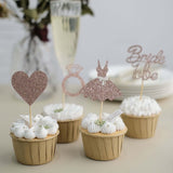 24 Pack | Blush/Rose Gold Glitter Bridal Shower Cupcake Topper Picks Set