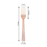 24 Pack | Rose Gold Hammered Style 7inch Heavy Duty Plastic Forks, Plastic Silverware