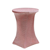 Blush / Rose Gold Metallic Shimmer Tinsel Spandex Cocktail Table Cover