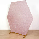 8ftx7ft Blush / Rose Gold Metallic Shimmer Tinsel Spandex Hexagon Backdrop, 2-Sided Wedding Arch