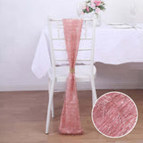 5 Pack Rose Gold Metallic Fringe Shag Tinsel Chair Sashes, Shimmery Polyester Chair Sashes