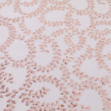 72"x72" Rose Gold Sequin Leaf Embroidered Tulle Table Overlay, Square Sheer Table Topper