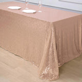 90 inch x 132 inch Rose Gold | Blush Premium Sequin Rectangle Tablecloth