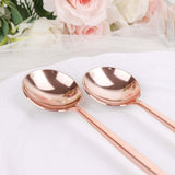 Glossy Blush/Rose Gold Heavy Duty Plastic Silverware Spoons, Premium Disposable Flatware Cutlery