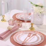 6 Pack | Blush Rose Gold Sparkle Placemats, Non Slip Decorative Round Glitter Table Mat