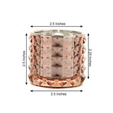 6 Pack | 3" Studded Blush/Rose Gold Mercury Glass Votive Holders, Faceted Tealight Candle Holders